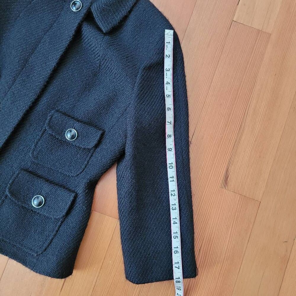Talbots wool blend black chanel inspired blazer office workwear goth preppy acad - Picture 9 of 12